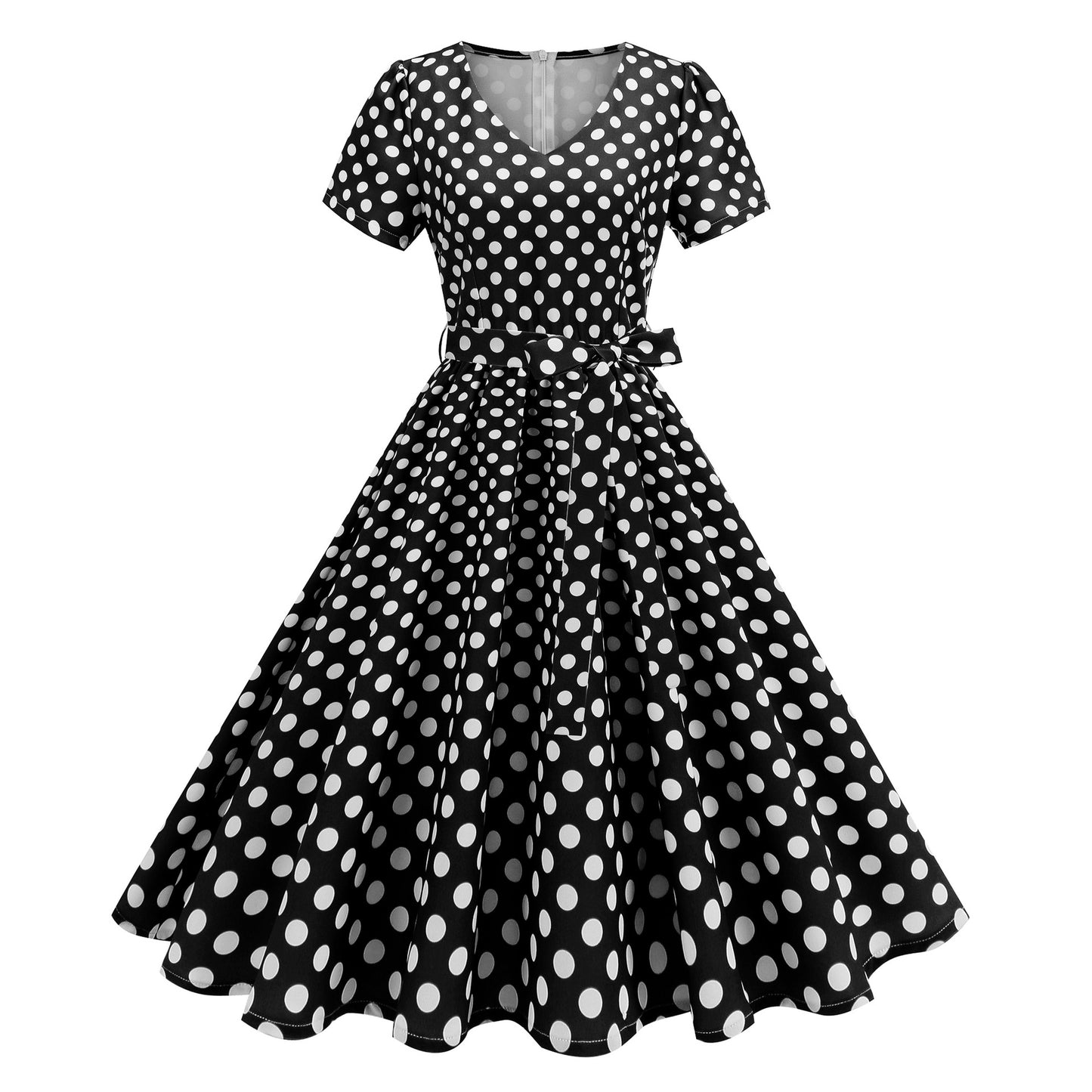 Long Dress Hepburn Style Swing Polka Dresses