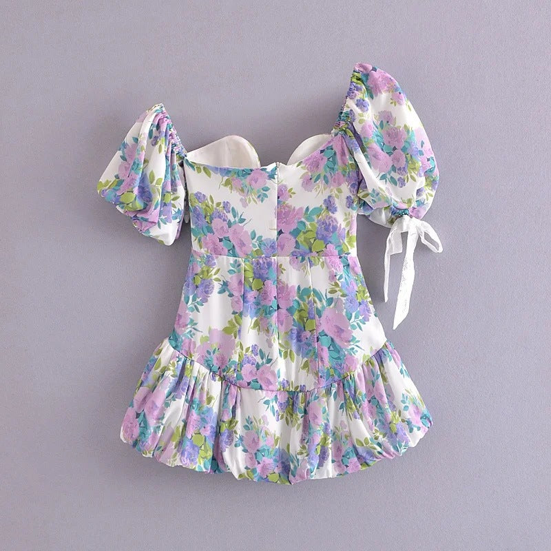 Romantic Fantasy Asymmetric Puff Sleeve Dress Skirts