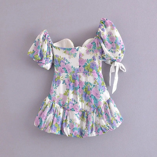 Romantic Fantasy Asymmetric Puff Sleeve Dress Skirts
