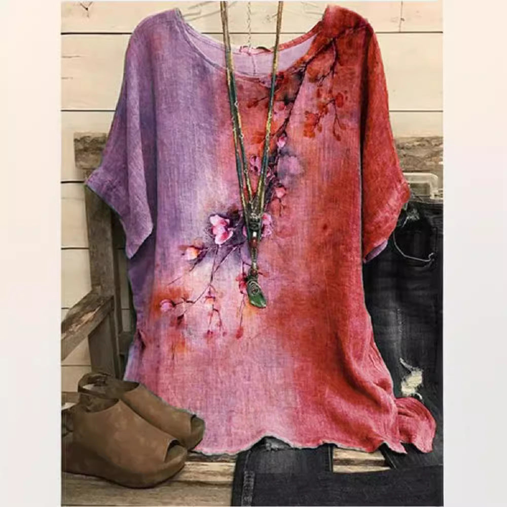 Women's Casual Loose Fashion Sleeve Elements Printed Blouses