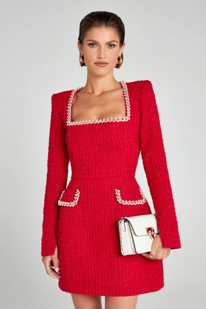 Elegant Slim Fit Slimming Long-sleeved Diamond Dresses