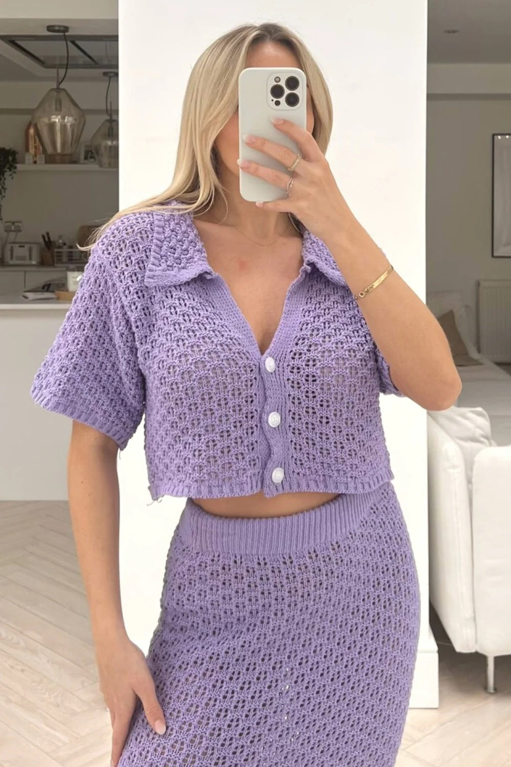 Short-sleeved Knitted Two-piece Buckle Versatile Beach Dresses