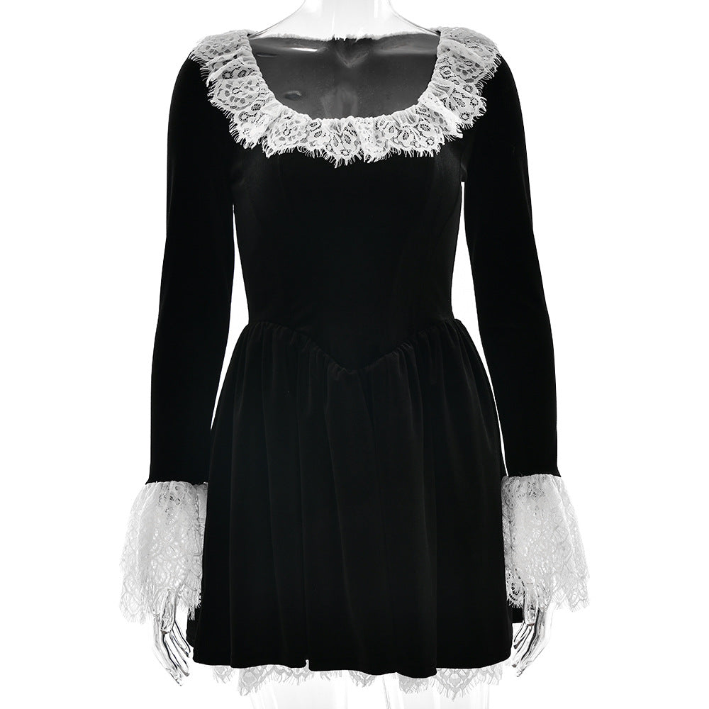 Sexy Fashion Lace Flared Sleeve Dress Dresses