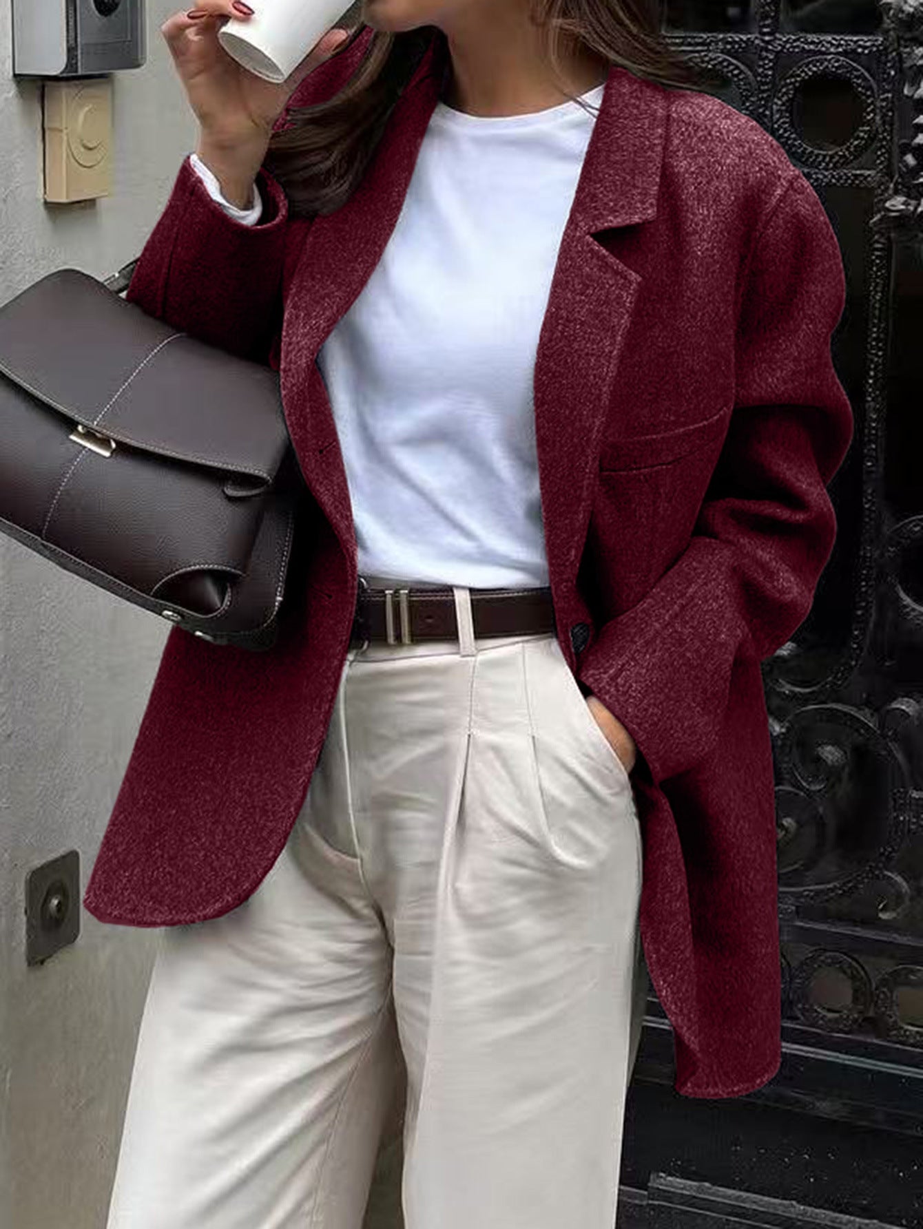 Women's New Slouchy Casual Solid Color Blazers