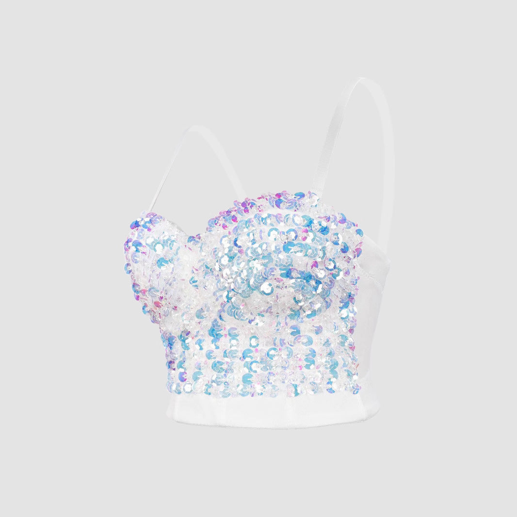 Sequins Inner Wear Fishbone Corset Shaping Figure Tops