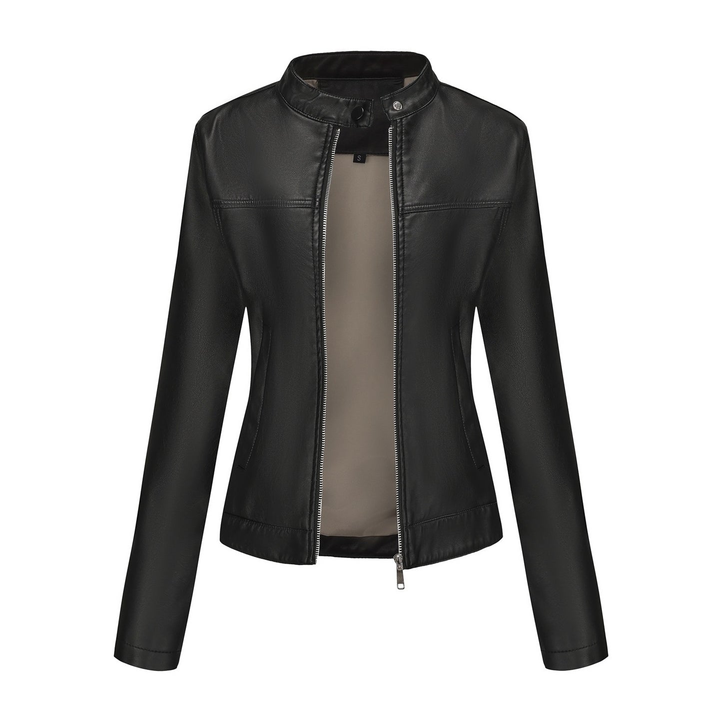 Women's Leisure Leather Fashion Street Stand Collar Jackets