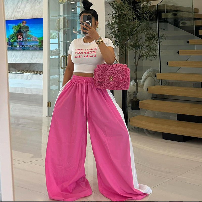 Mop Wide Leg High Waist Casual Pants