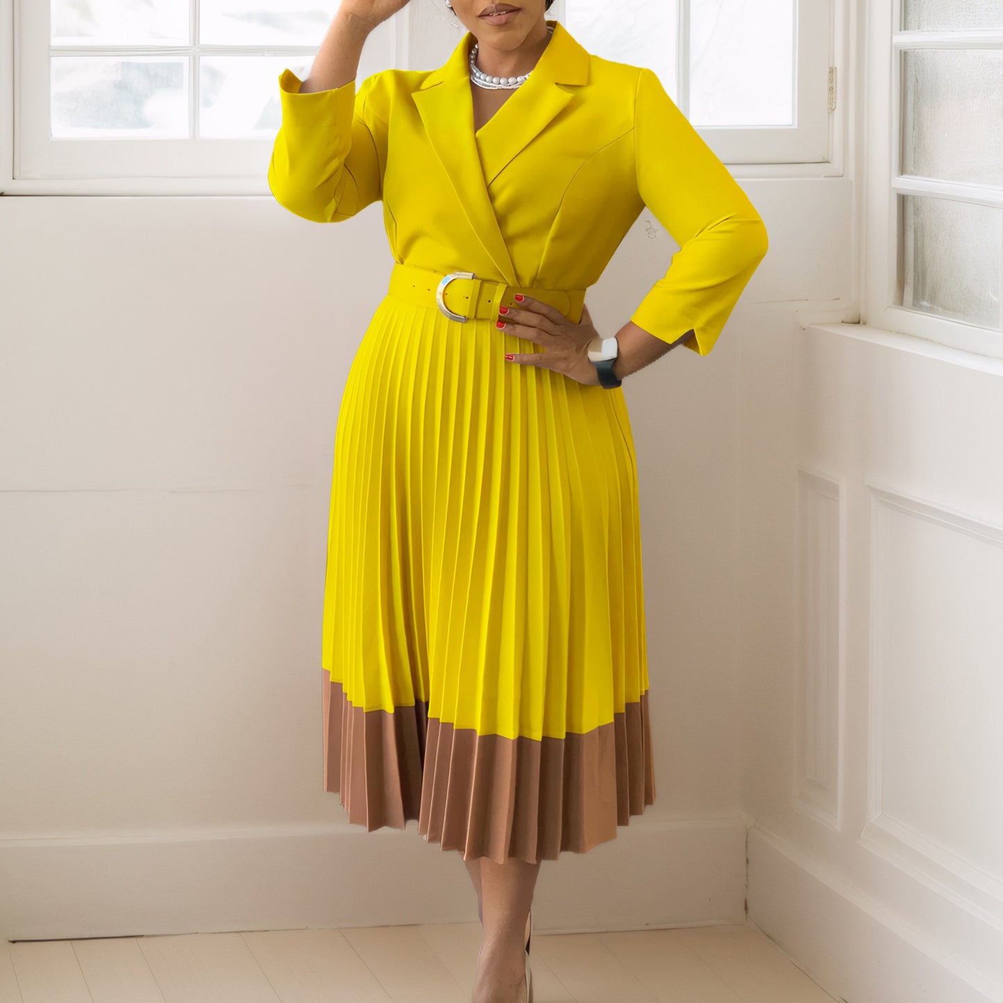 Women's Fashion Wear Collar Elegant Pleated African Suits