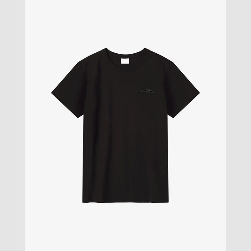 Women's North American Niche Letters Embroidery Cotton Black Blouses