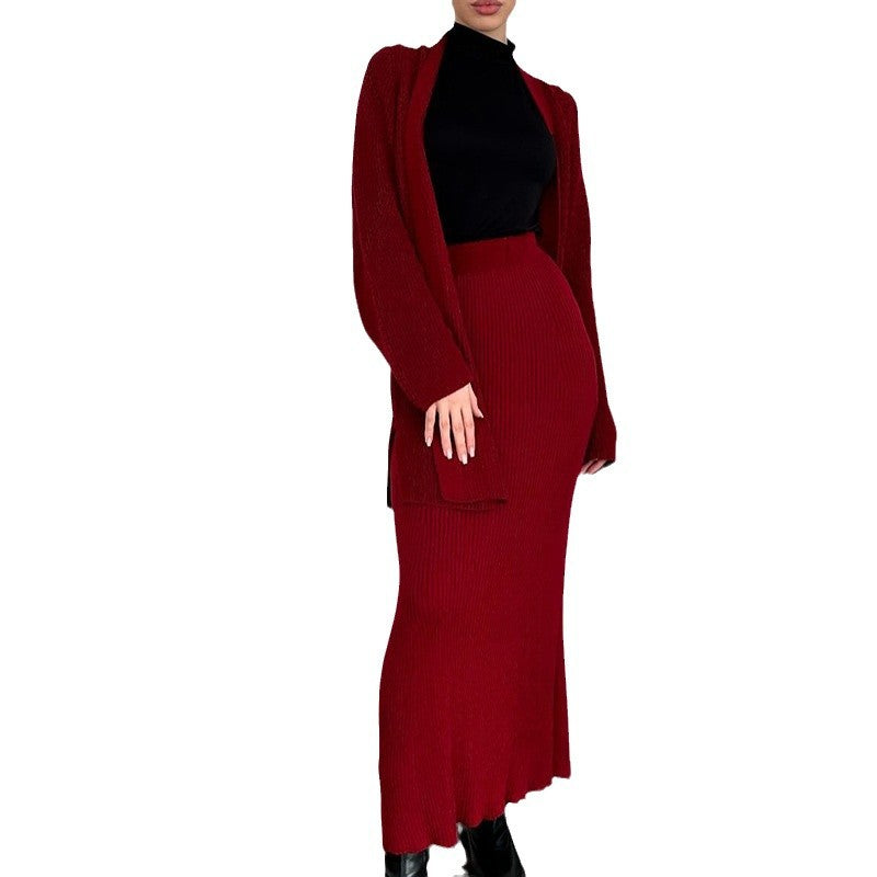 Women's Winter Solid Color Graceful Fashionable Set Sweaters