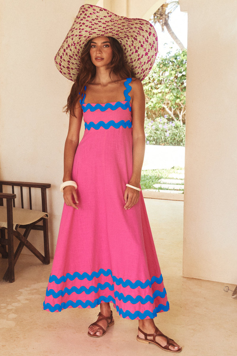 Women's Stylish Suspender Dress Printed Long Dresses