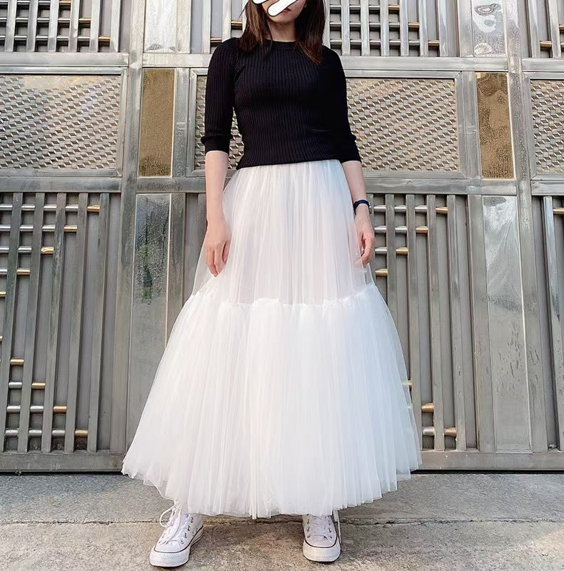 Women's Tail Mesh Bubble High-grade Stitching Elastic Skirts