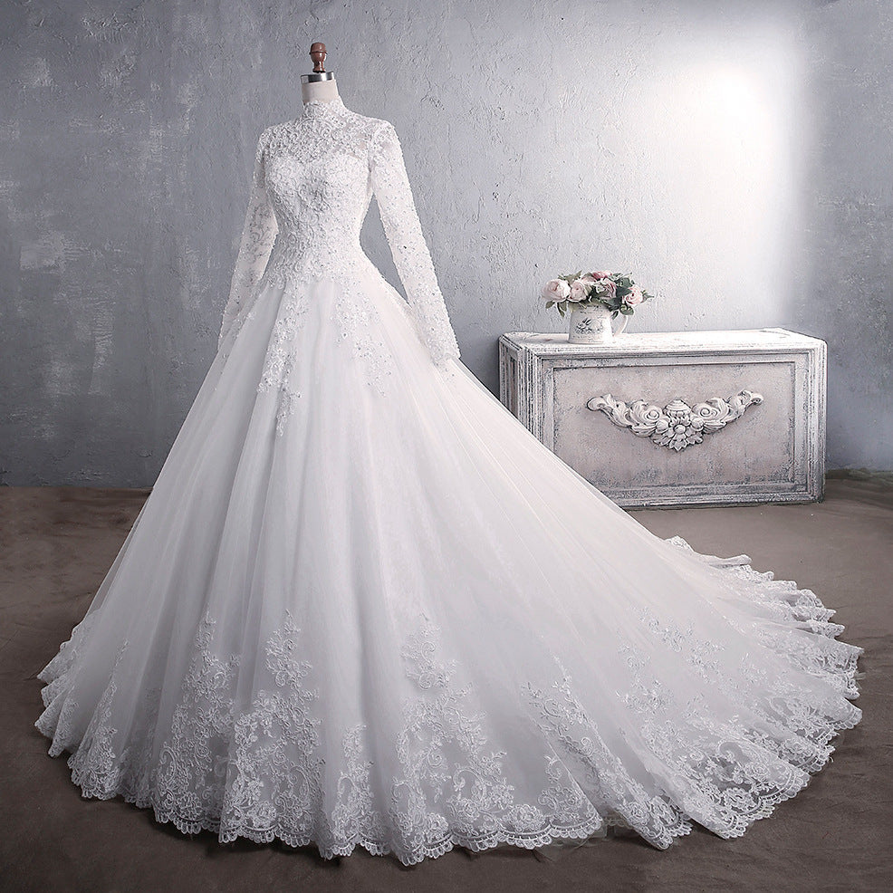 Women's Dress Spring Long Sleeve Lace Bridal Stand Wedding Dresses