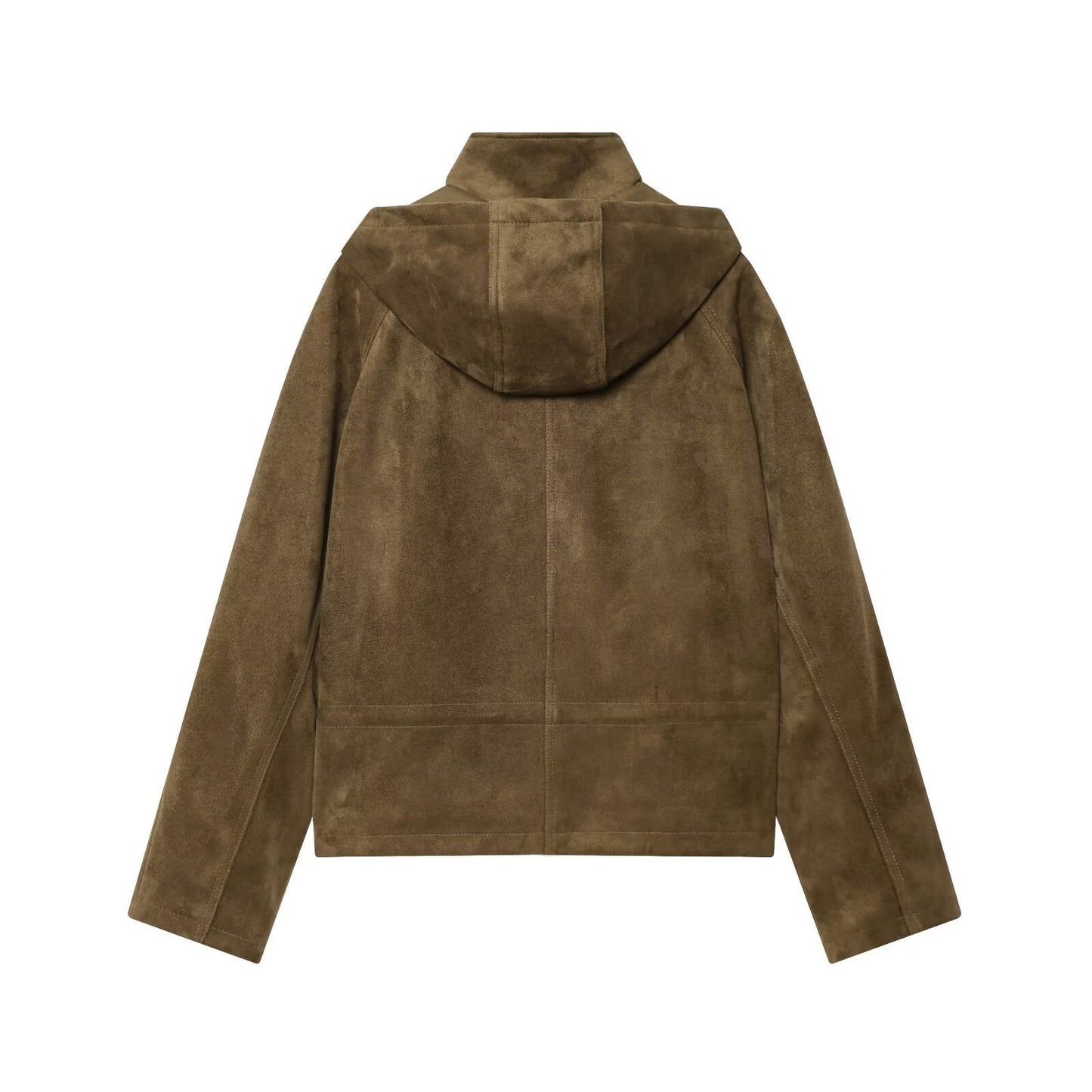 Women's Stand Collar Suede Effect Hooded Jackets