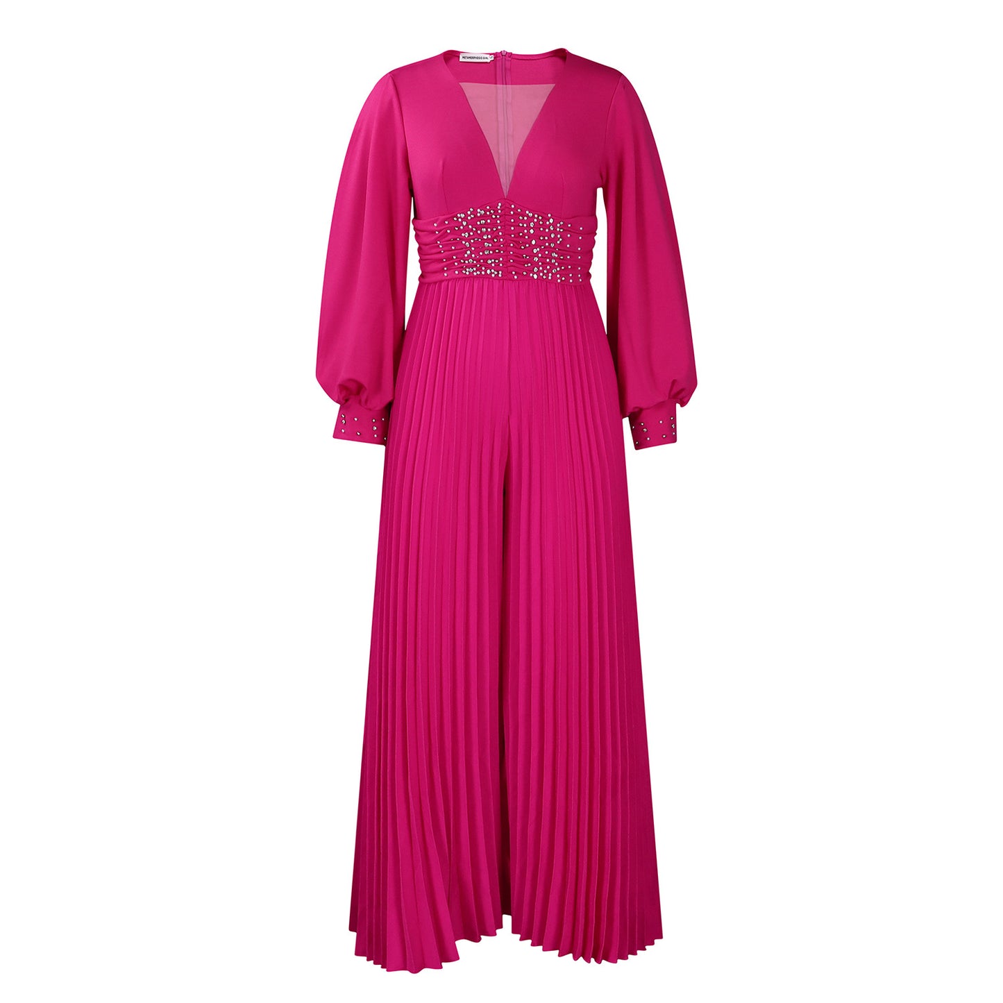 Women's Long Sleeve Beaded Sexy Wide Leg Jumpsuits