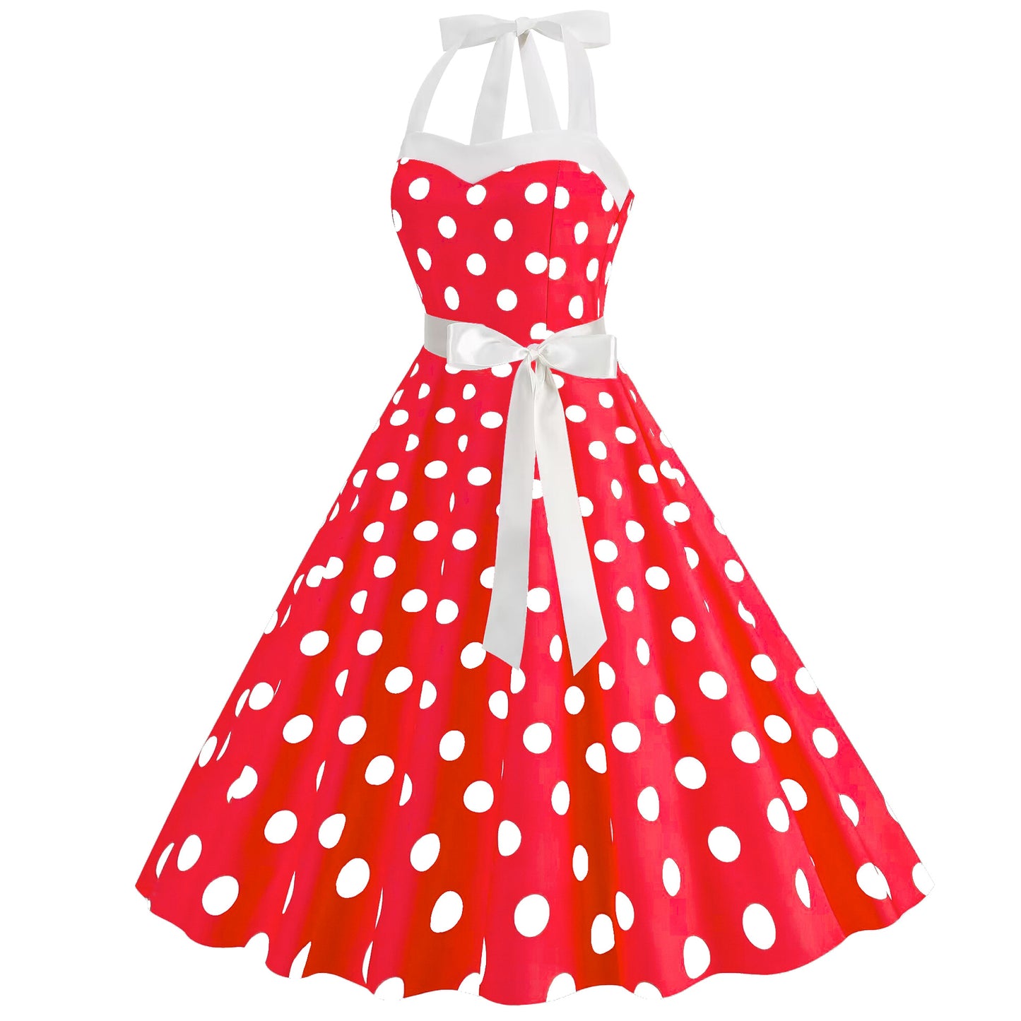 Hepburn Style Polka Dot Print Large Dresses
