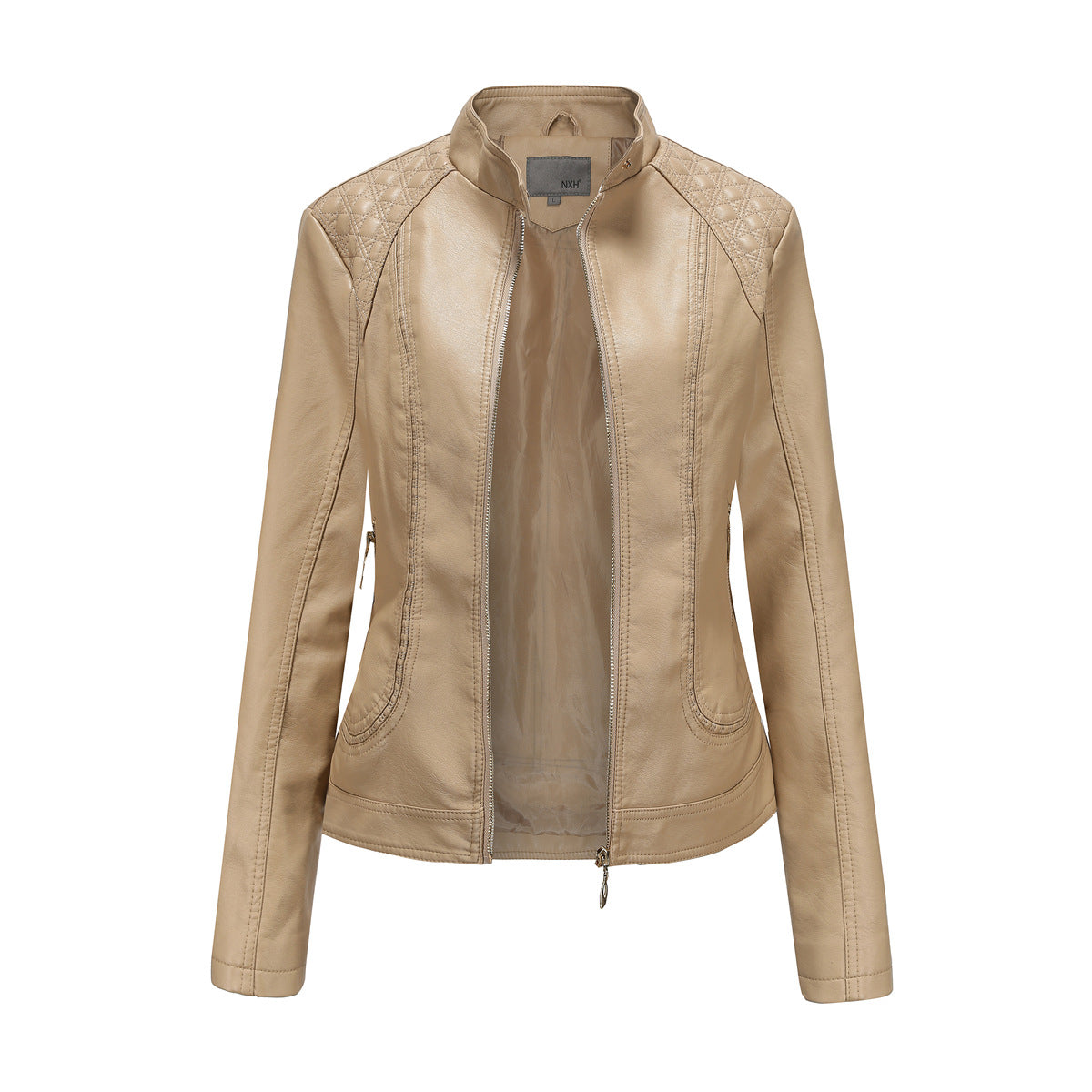 Women's Stylish Leather Temperament Stand Collar Jackets