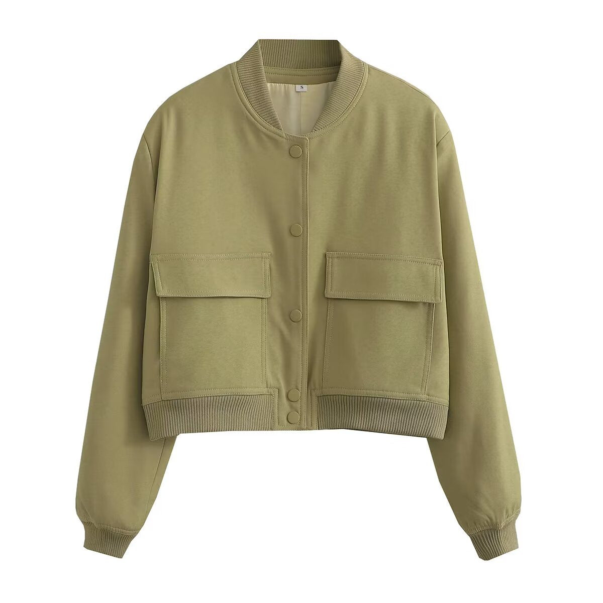 Women's Comfortable Spring Large Pocket Bomber Jackets