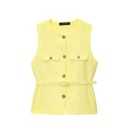 Women's Summer Classic Style With Belt Texture Vests