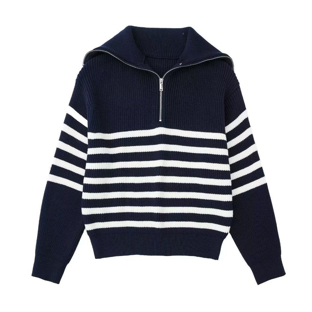 Women's French Casual Open Collar Wool Knitwear