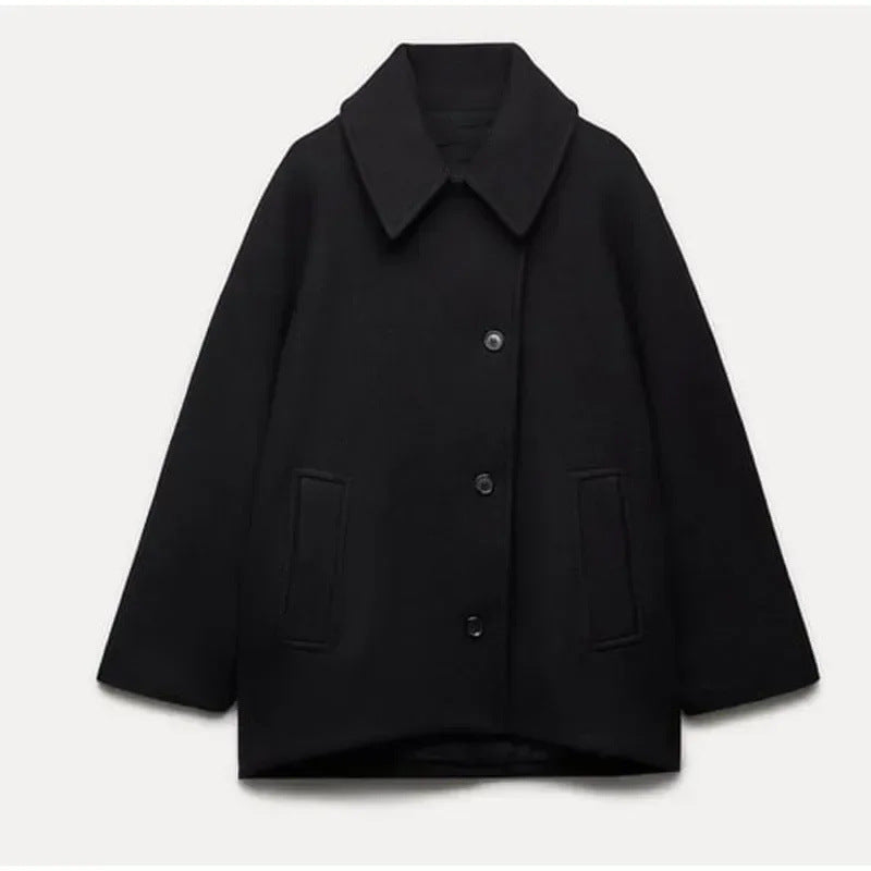 Women's New Single-breasted Lapel Loose Wool Jackets