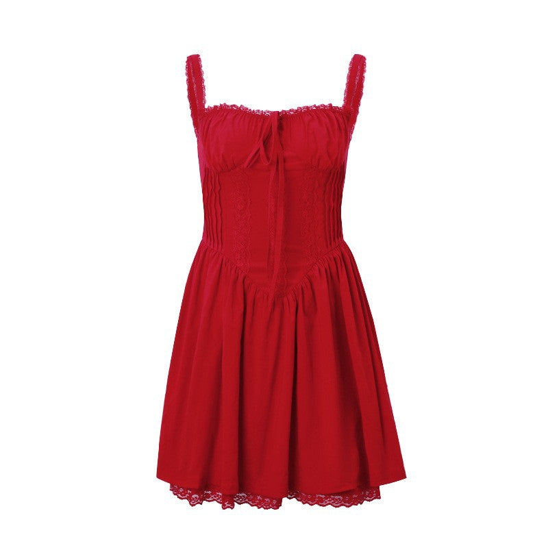 Style Sexy Lace Swing Sling Slim White Dress Back Dresses