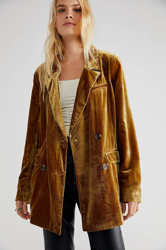 Women's Stylish Pretty Gold Veet Split Jackets