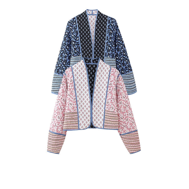 Women's French Loose Slimming Quilted Printed Coats