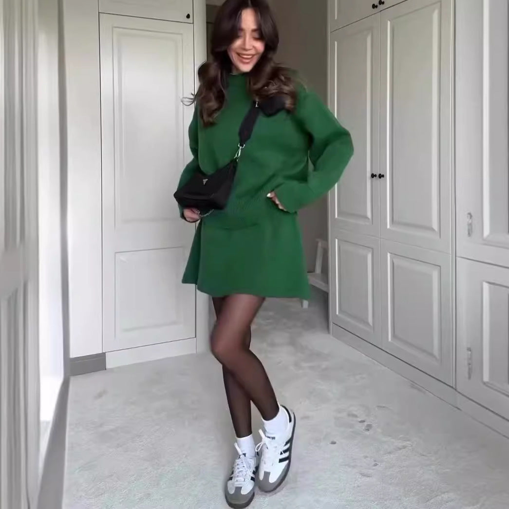 Women's Autumn Pure Color Casual Versatile College Dresses