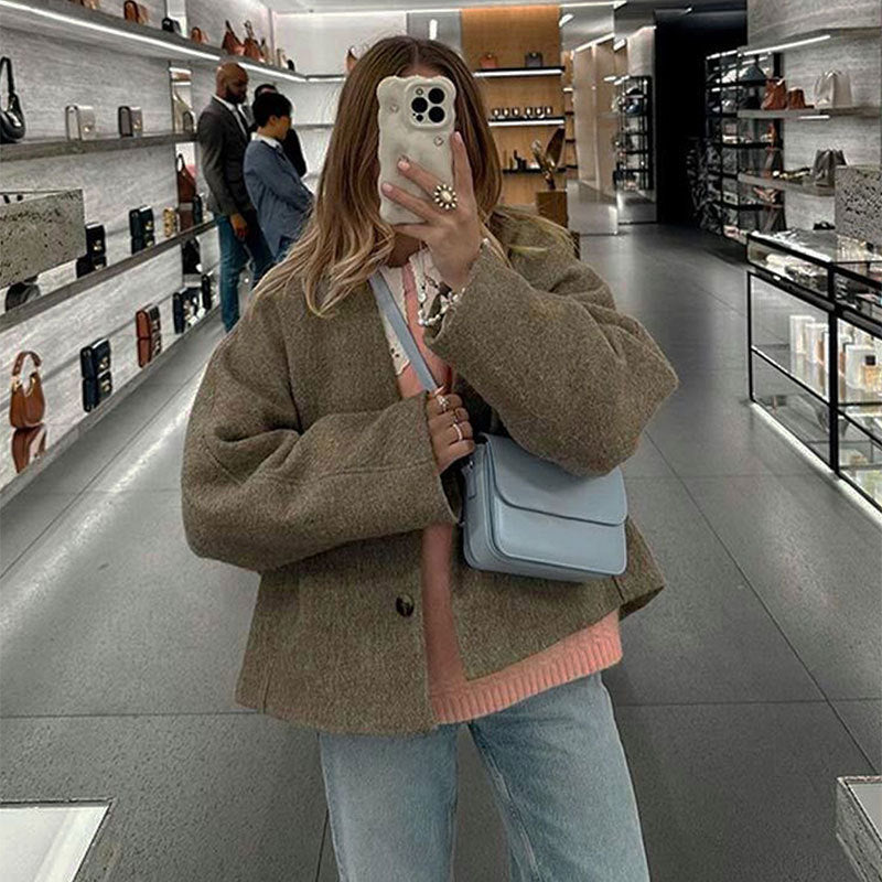 Women's Collar Long Sleeve Button Fashionable Comfortable Sweaters