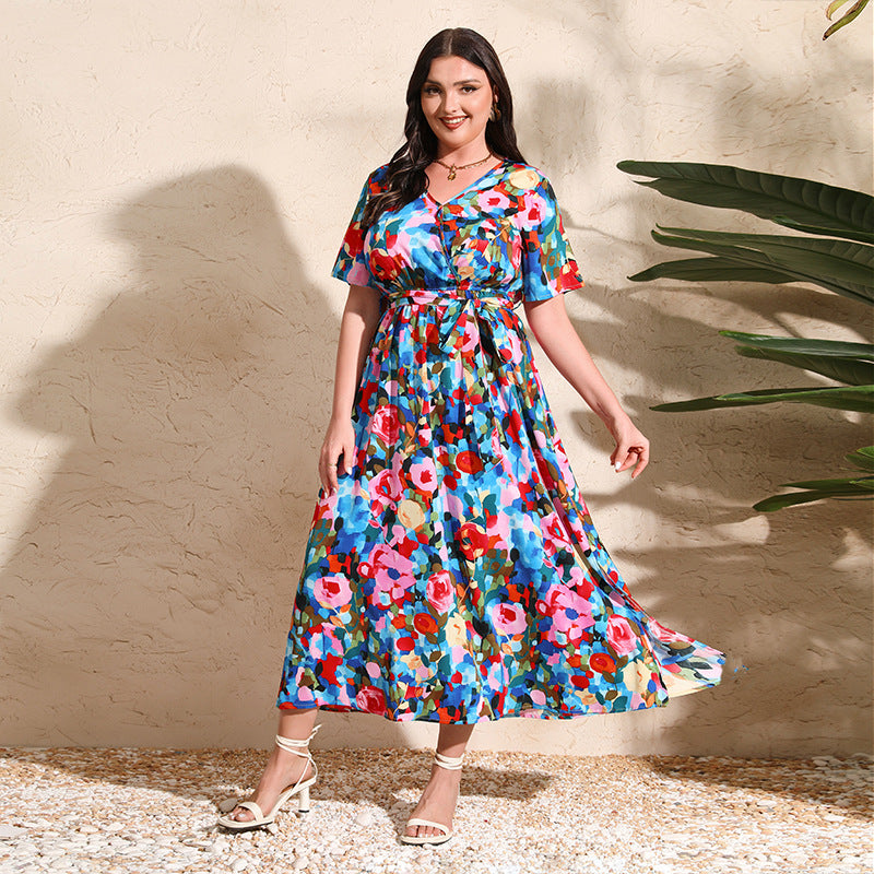 Western Style Midi Temperament Printed Black Dresses