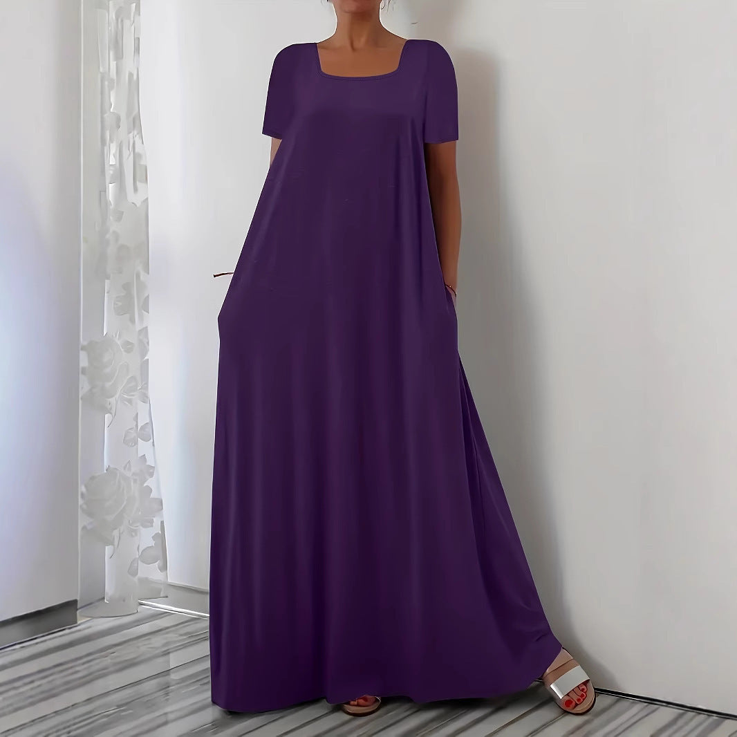 Dress Casual Loose Sleeves Solid Color Dresses