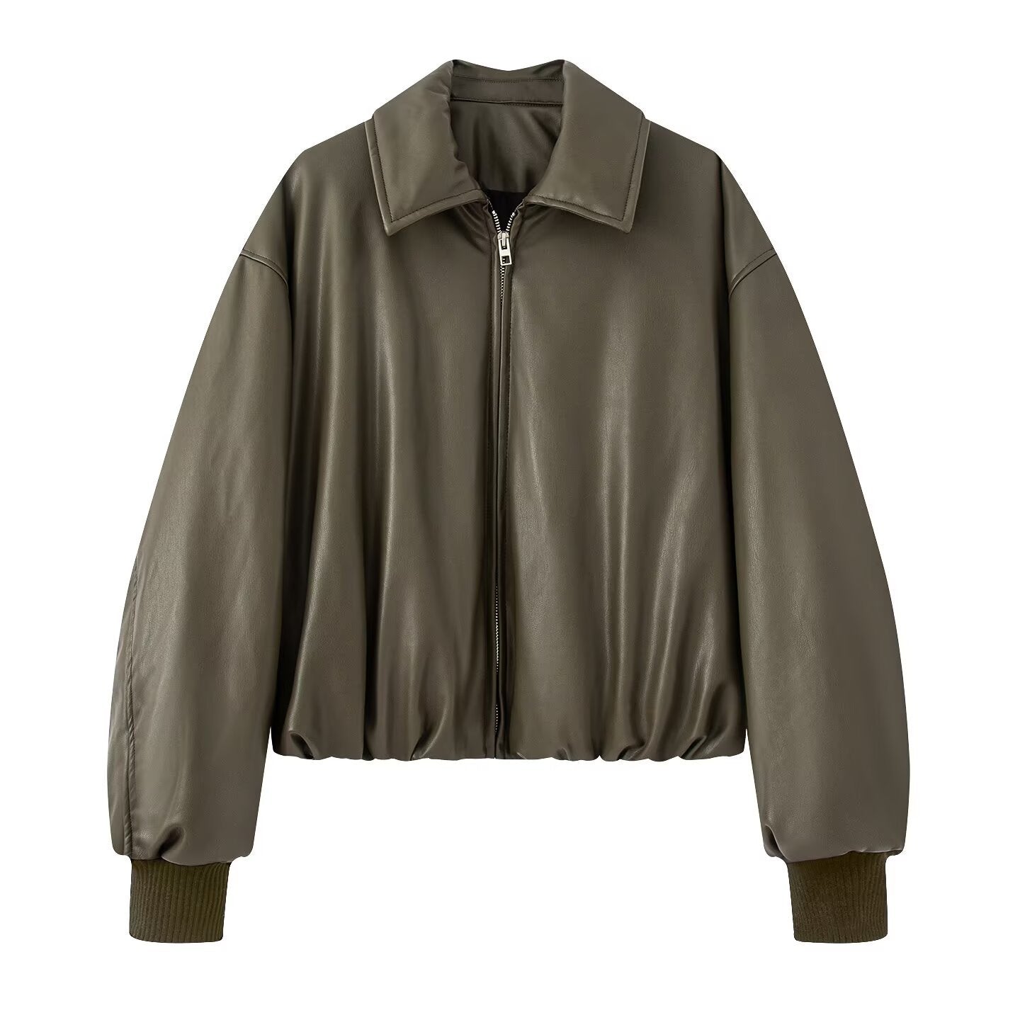Women's Classic Lapel Zipper Design Thickened Leather Jackets