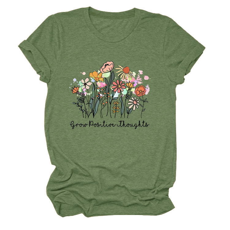 Women's Temperament Leisure Round Collar T-shirt Blouses