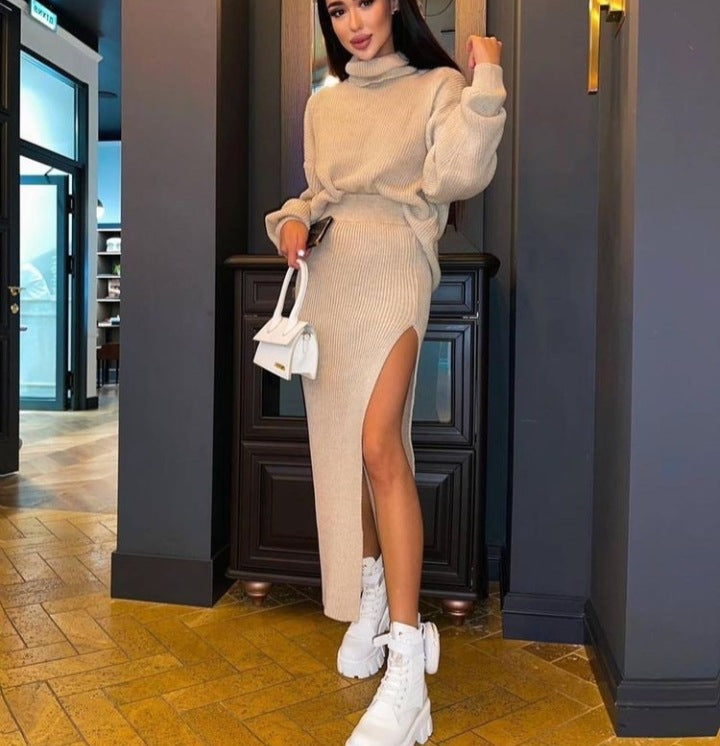 Turtleneck Loose Pullover Split Sexy Long Sweaters