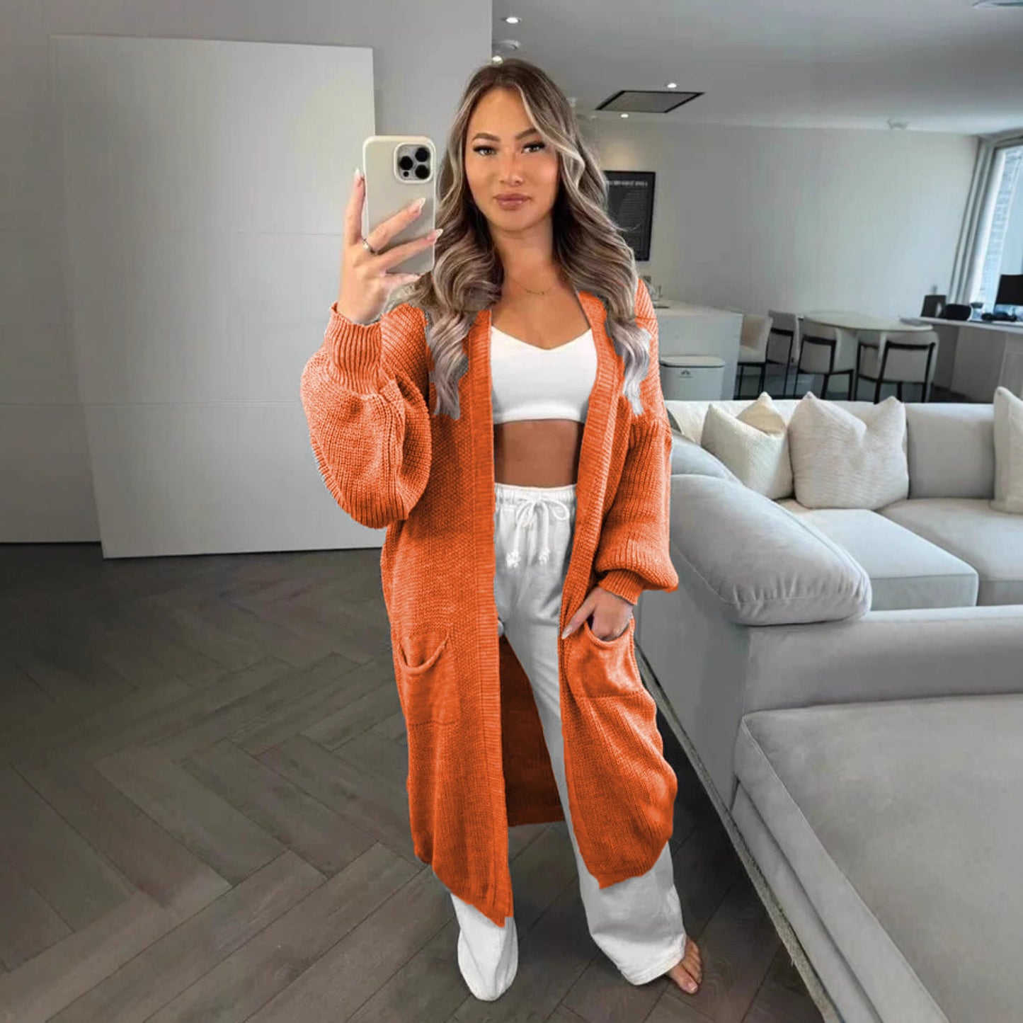 Women's Trendy Knitted Loose Long Pocket Knitwear