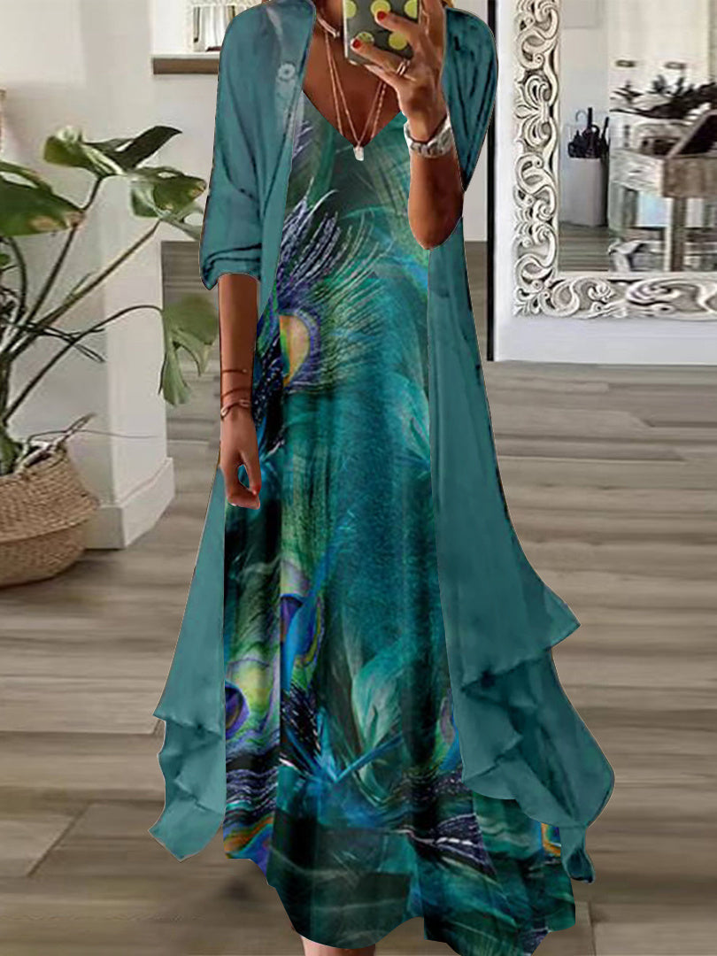 Summer Long Sleeve Loose Floral Totem Dresses