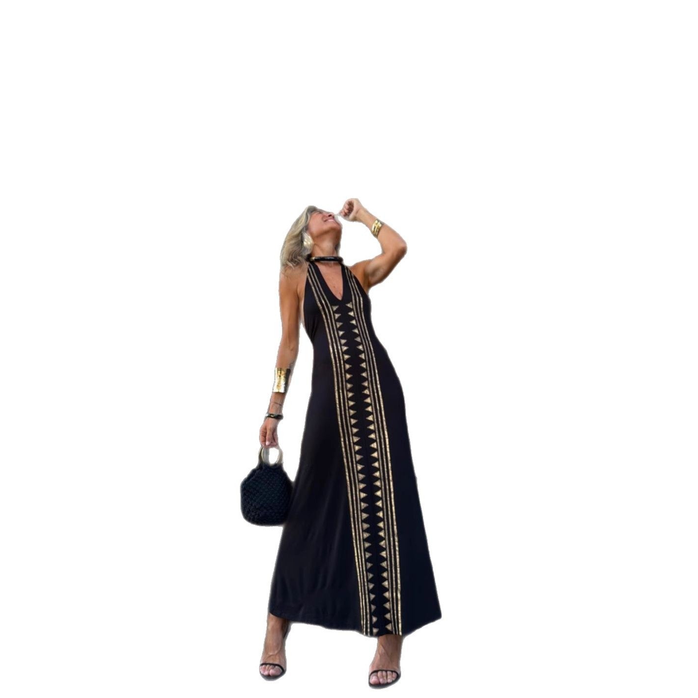 Women's Summer Sleeveless Halter Neck Sexy Backless Dresses