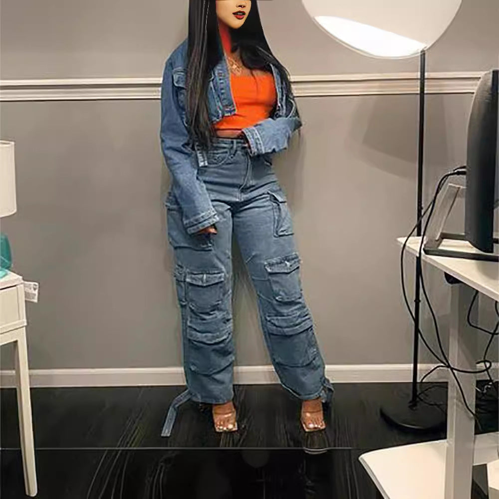 Women's Casual Creative Trendy Washing Overalls Jeans