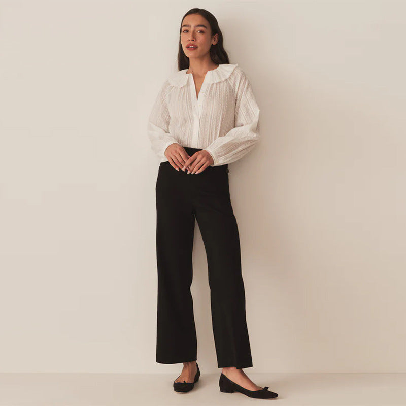 Lapel Doll Collar Cotton Loose Shirt Blouses