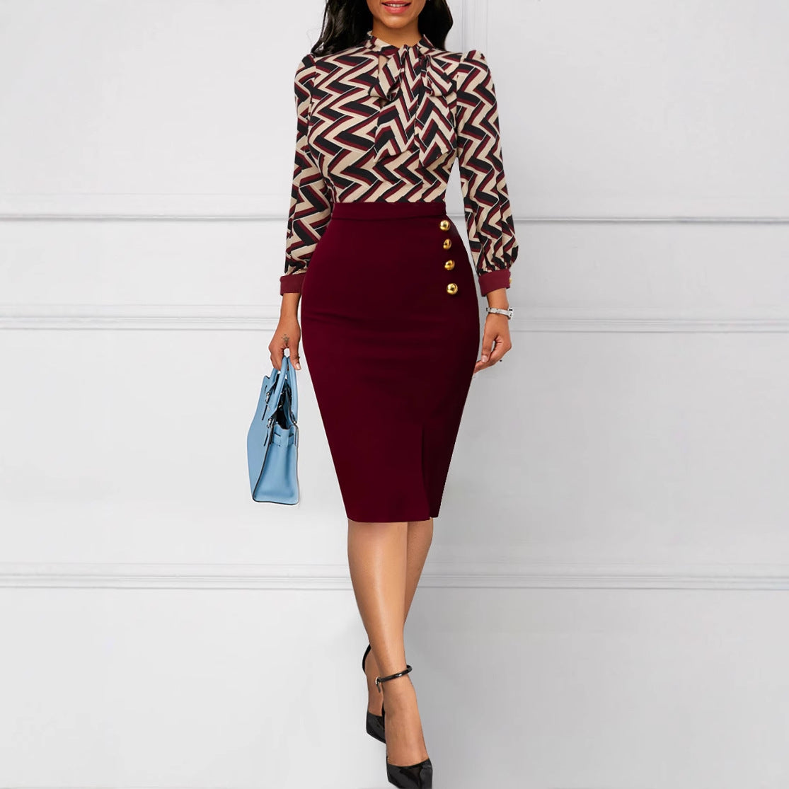 Women's Sexy Fashion Digital Printed Long-sleeved Dress Dresses