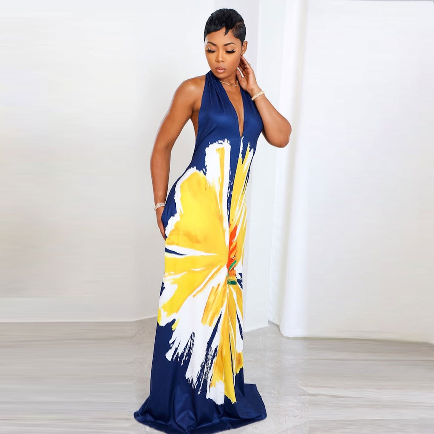 Sexy Print Halter Strap Loose Dress Dresses