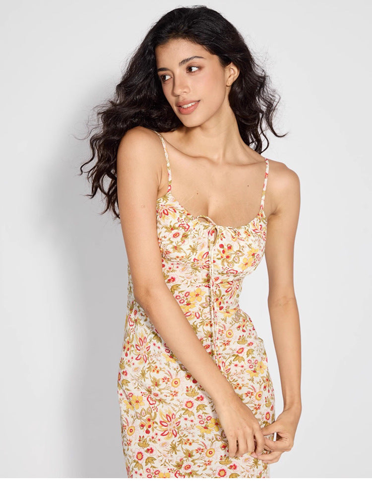 Mulberry Silk Printed Long Strap Dress Dresses