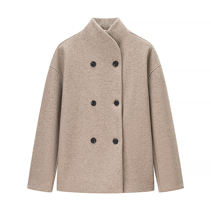 Women's Elegant Glamorous Fashionable Two-tone Woolen Coats