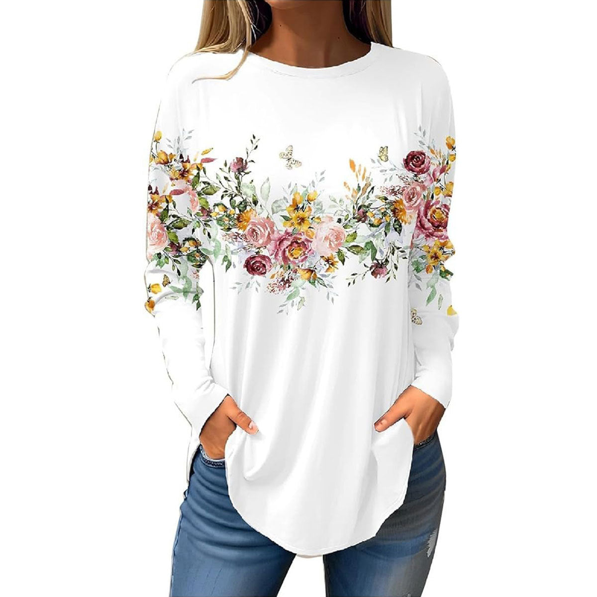 Crafts Summer Hem Arc Loose Long Blouses