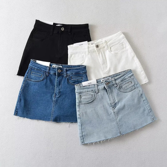 Women's Retro Denim Summer High Waist Stretch Skirts
