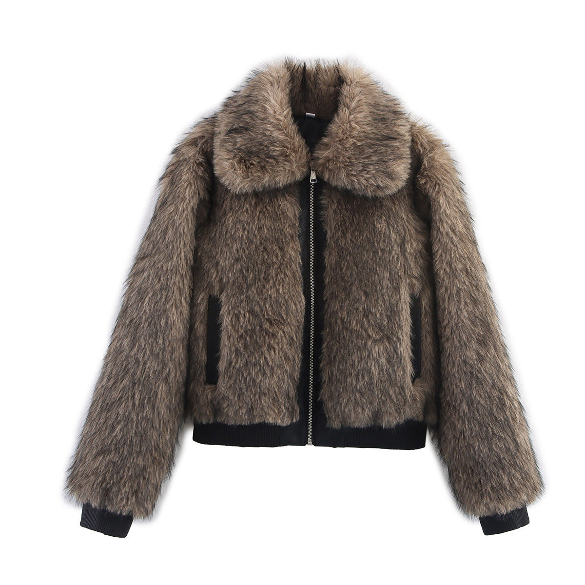 Innovative Attractive Simple Color Matching Fur Jackets