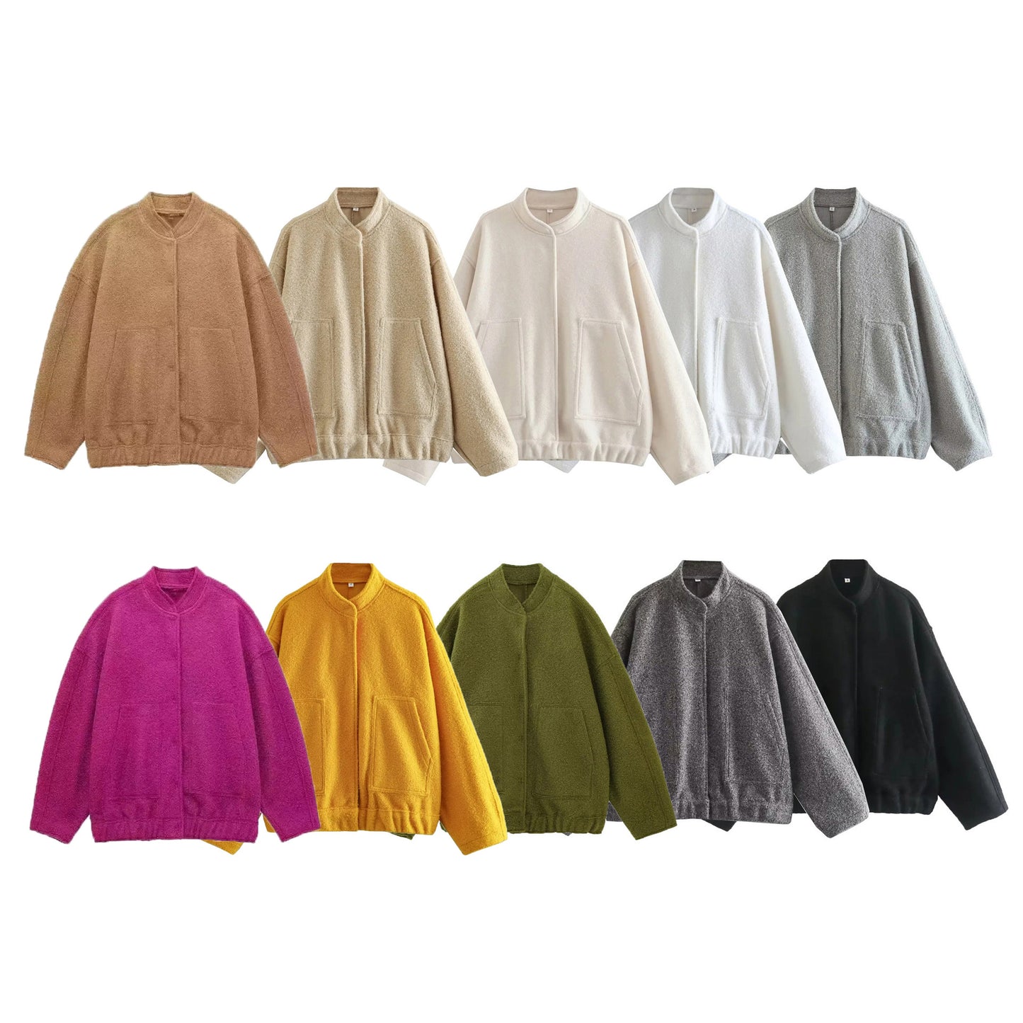 Loose Casual Street Stand Collar Hidden Coats