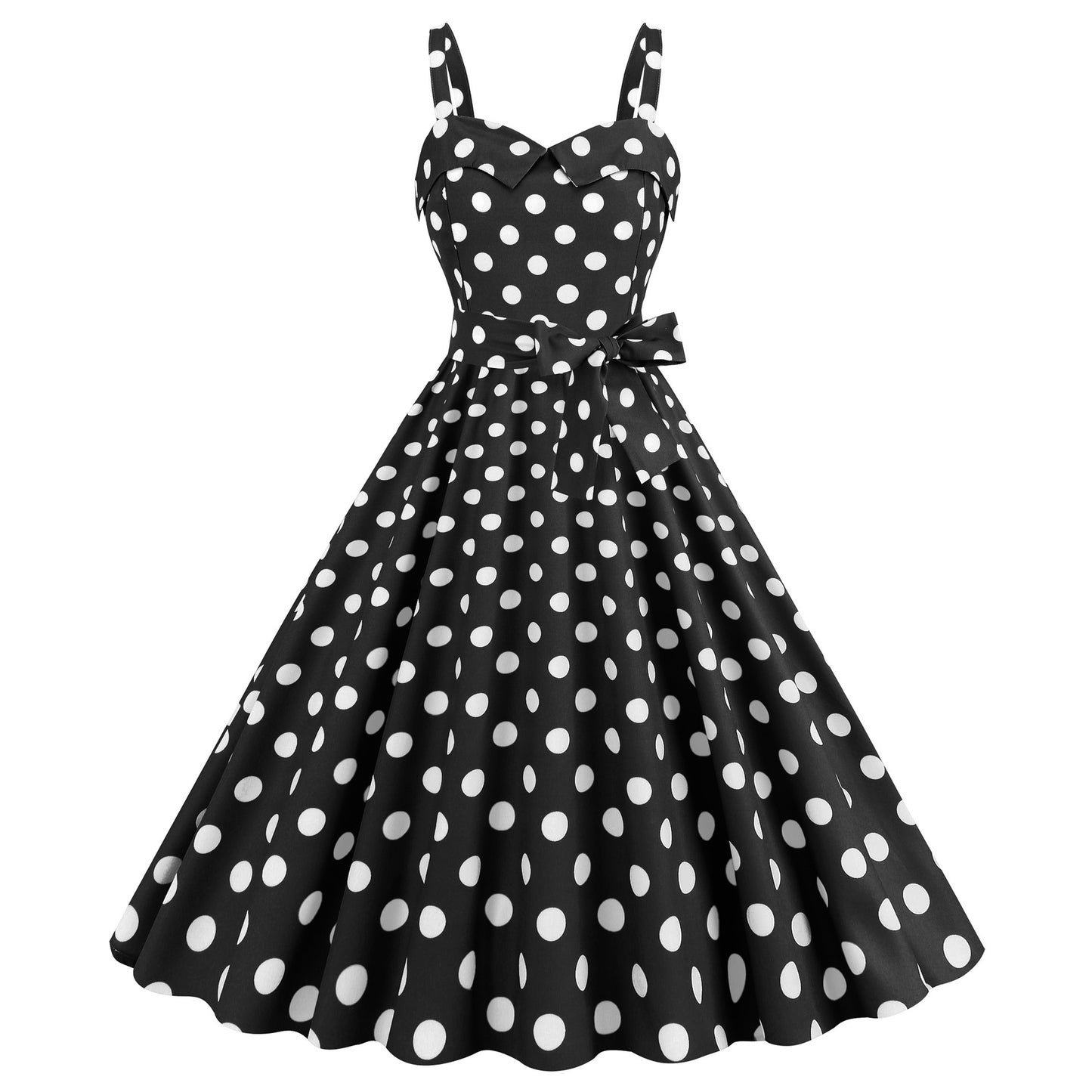 Women's Spaghetti Straps Chest Wrap Polka Dot Dresses