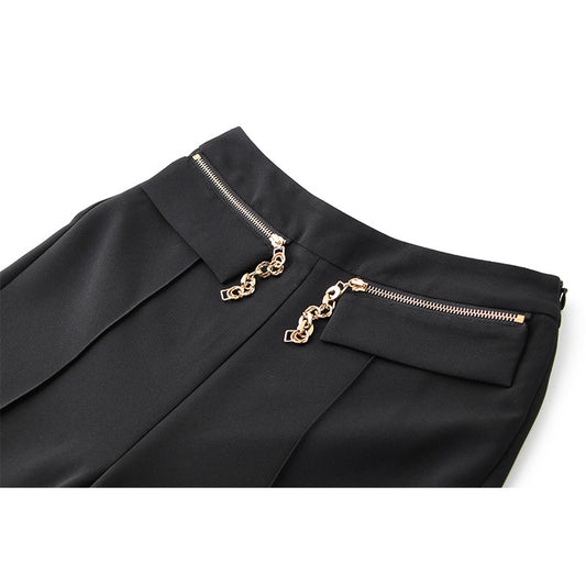 Summer Workplace Commute Style Black Chain Pants